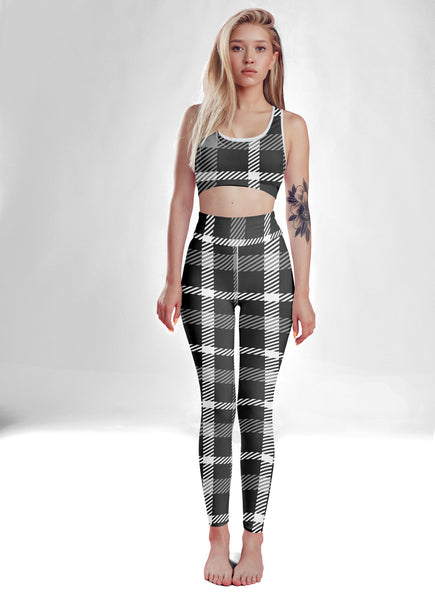 Black & White Plaid Fitness Set