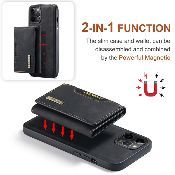 2 in 1 Phone Case with Mini Detachable Wallet, showcasing detachable magnetic mini-wallet