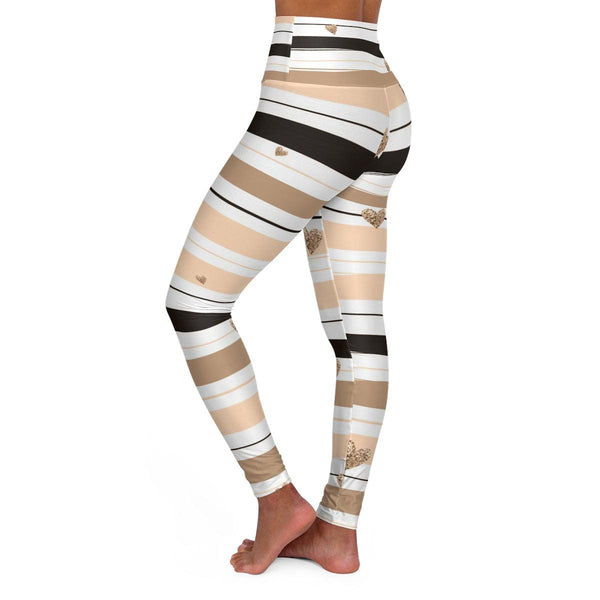 Striped Leggings with Hearts, side view