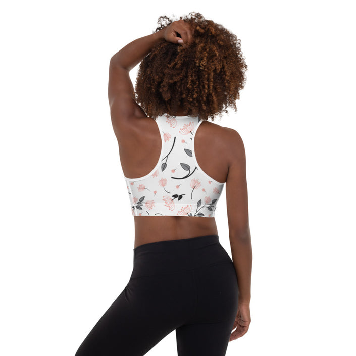 Rear view of Sports Bra, Heather Floral Fitness Set
