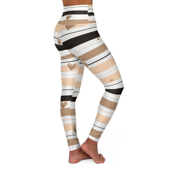 Striped Leggings with Hearts, side view