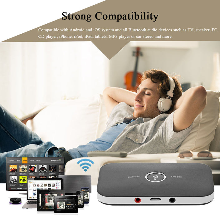 Bluetooth 4.1 Audio Transmitter & Receiver, showcasing compatibility and uses