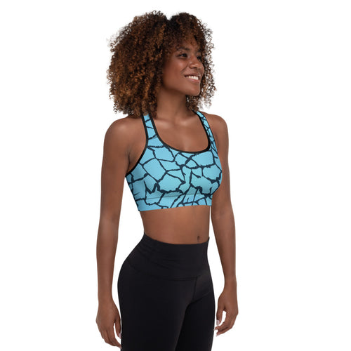 Front view of Sports Bra, Blue Abstract Fitness Set
