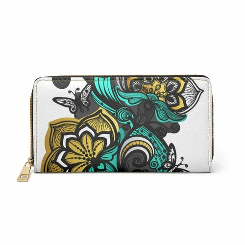 White & Green Floral Butterfly Style Purse