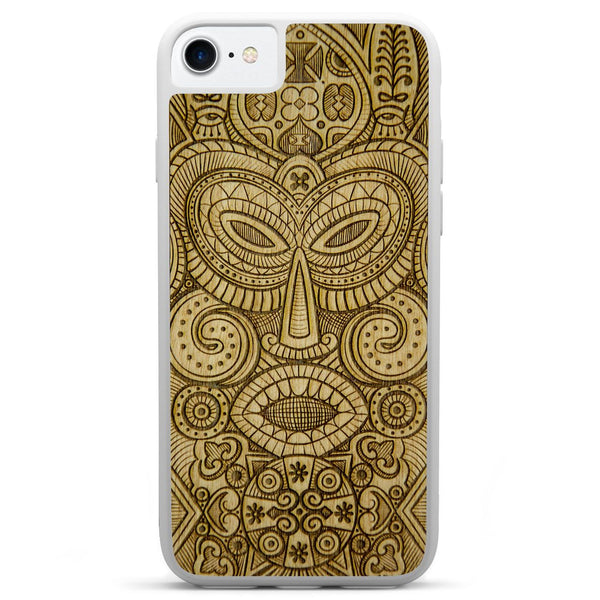 Étui de téléphone en bois biologique - Masque Tribal - Tanganica