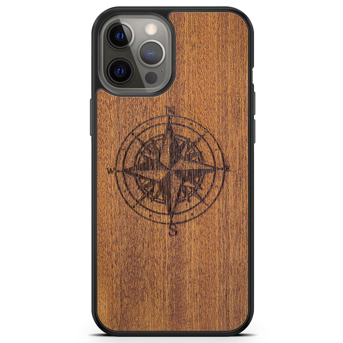 Organic Wood Phone Case - Compass Rose - Mahogany