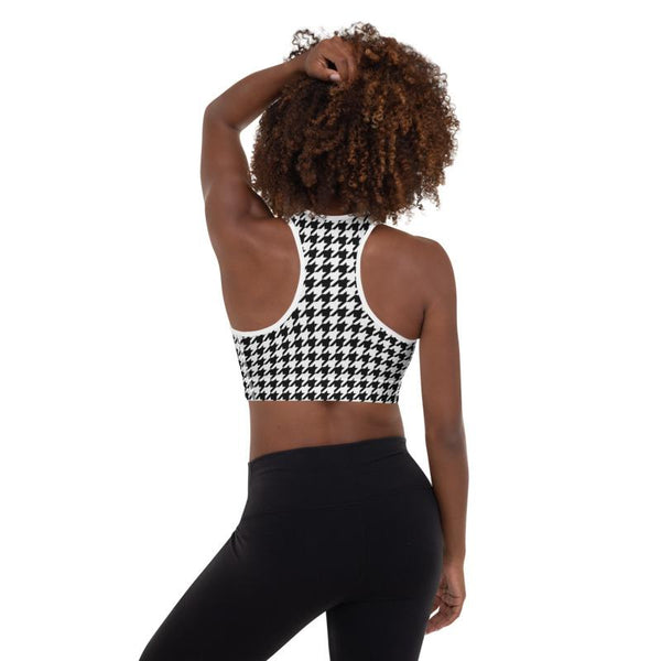 Rear view of Sports Bra, Houndstooth Fitness Set