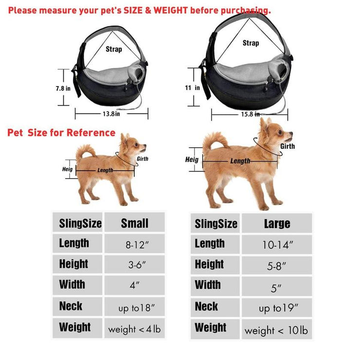 Puppy or Kitten Travel Shoulder Bag, sizing reference